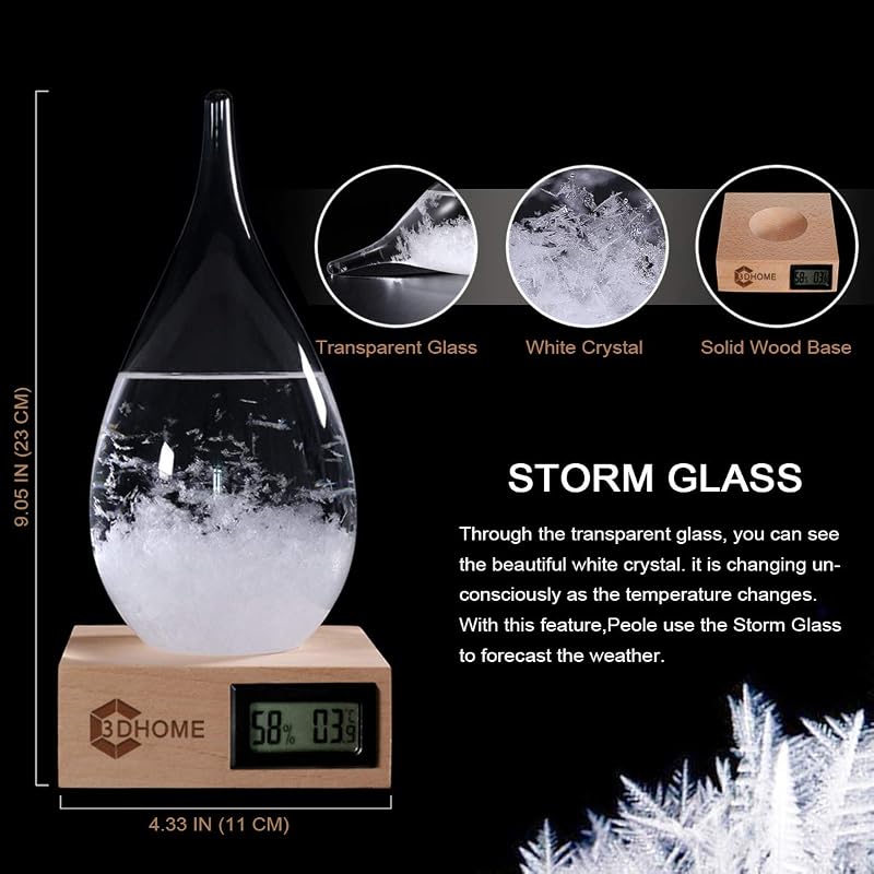 3DHOME Storm Glass Időjárás Előrejelző Állomás - Kreatív Üveg Meteorológiai Dekoráció Otthon és Iroda Számára