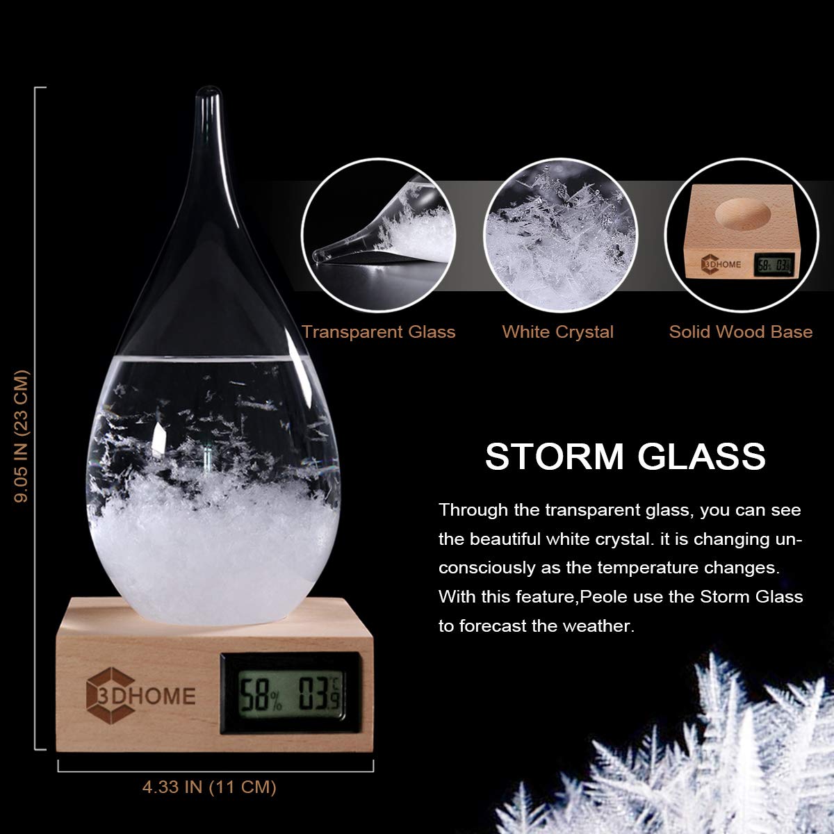 Storm Glass Water Drop Shaped Crystal Ball, Christmas Decoration Storm Glass Weather Forecaster Weather Station - Image 3