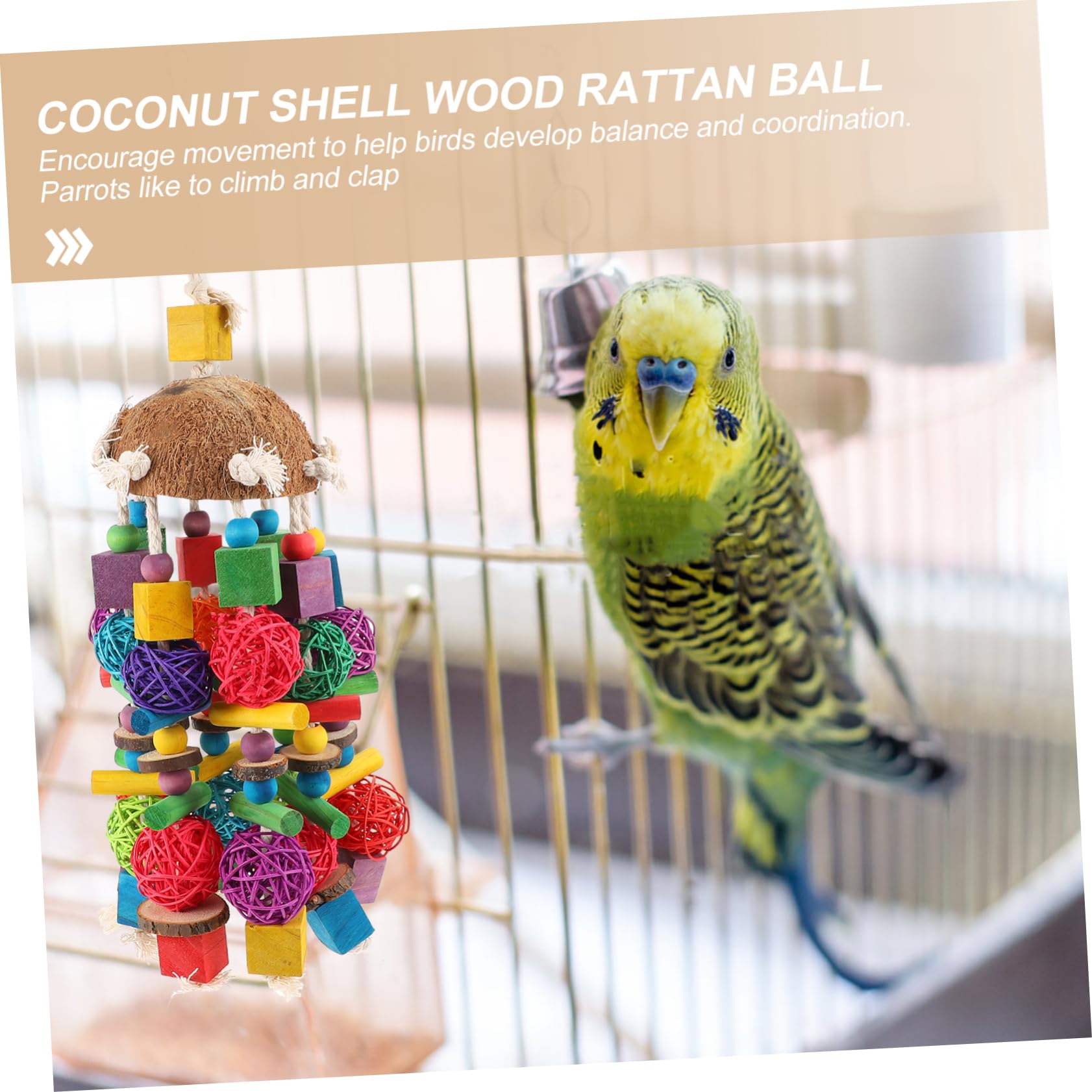 Toddmomy 1pièces Jouet à Mâcher pour Perroquet Jouet à Mordre pour Oiseau Suspendus pour Perroquet Accessoires pour Cage