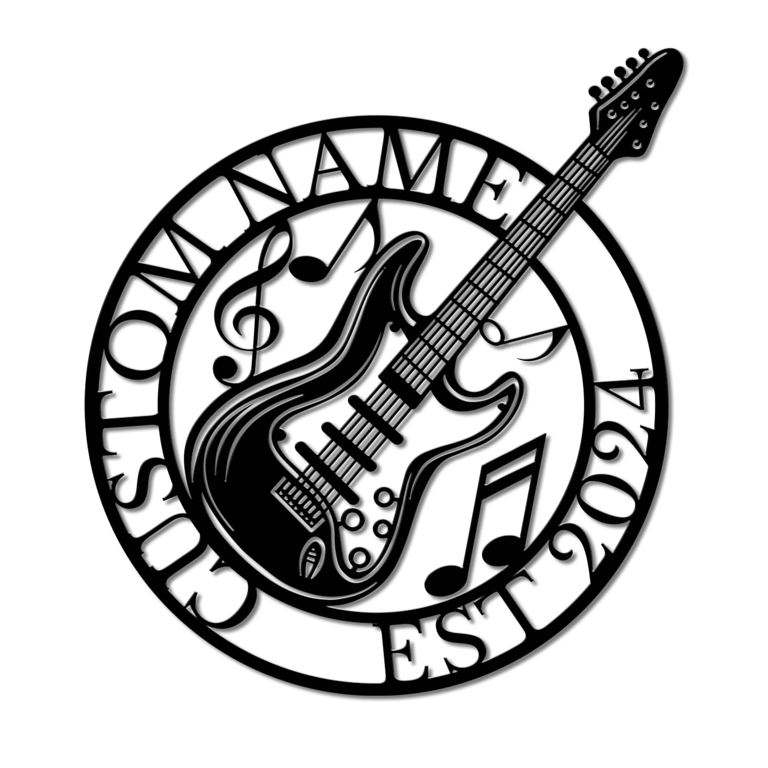 Pailideart Style-1 Personalized Guitar Metal Wall Art - Custom Music Sign For Studios & Man Caves - Unique Gift For Guitarists & Music Lovers (Style-1)