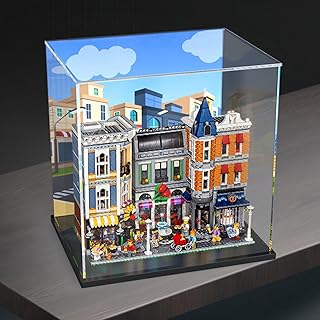 Display Box Compatible with Lego 10255 City Center Dustproof Display Case, Model Collectibles Display Case (No Lego Model) (with Pattern)