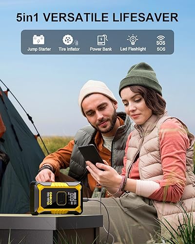 Miniatura 4 de GOOLOO Arrancador de salto A3 con compresor de aire, batería de coche portátil de 3000 A (9.0 gas6.5L diesel) con inflador de neumáticos de apagado