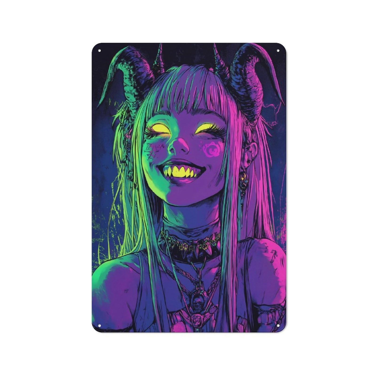 Junmoney Girls Style-11 For Living Room Or Hallway, Neon Demon Vintage Metal Sign 30X20cm, For Metal Sign Collectors, For Garage And Workshop Walls