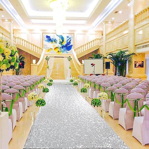 Miniatura 8 de Partisout Pasillo de pasillo para bodas, pasillo de lentejuelas de 2 x 15 pies, pasillo rústico para exteriores, pasillo para ceremonia, pasillo de