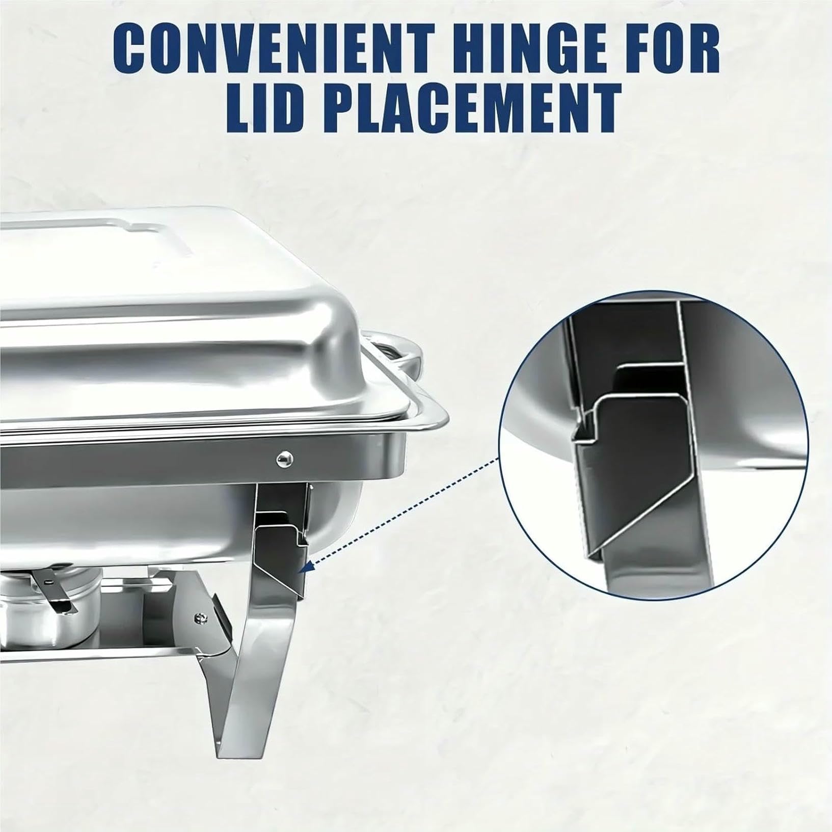 Juego de 4 platos de acero inoxidable de 8 cuartos de galón, calentador de alimentos con bandeja de agua y soporte de combustible, ideal para catering, fiestas, eventos y bufés al aire libre