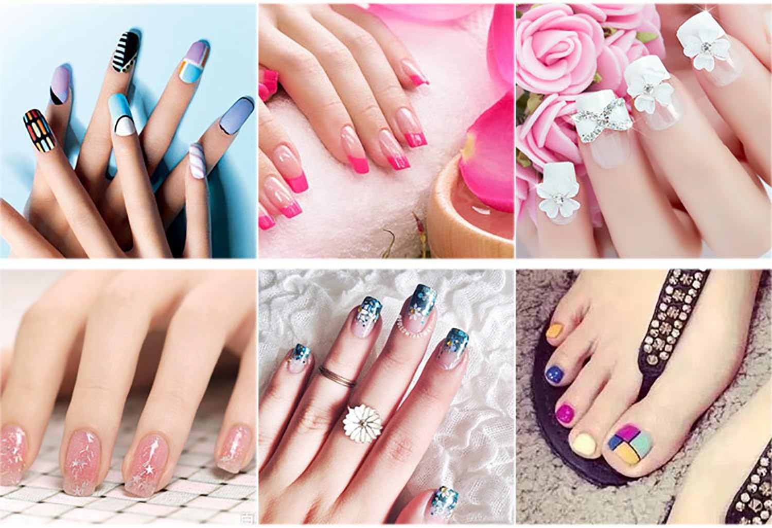 Juego de 18 herramientas de manicura, limas de uñas de doble cara para uñas acrílicas, 6 unidades de cuatro caras de grano 120 pulidas para salón de belleza 7