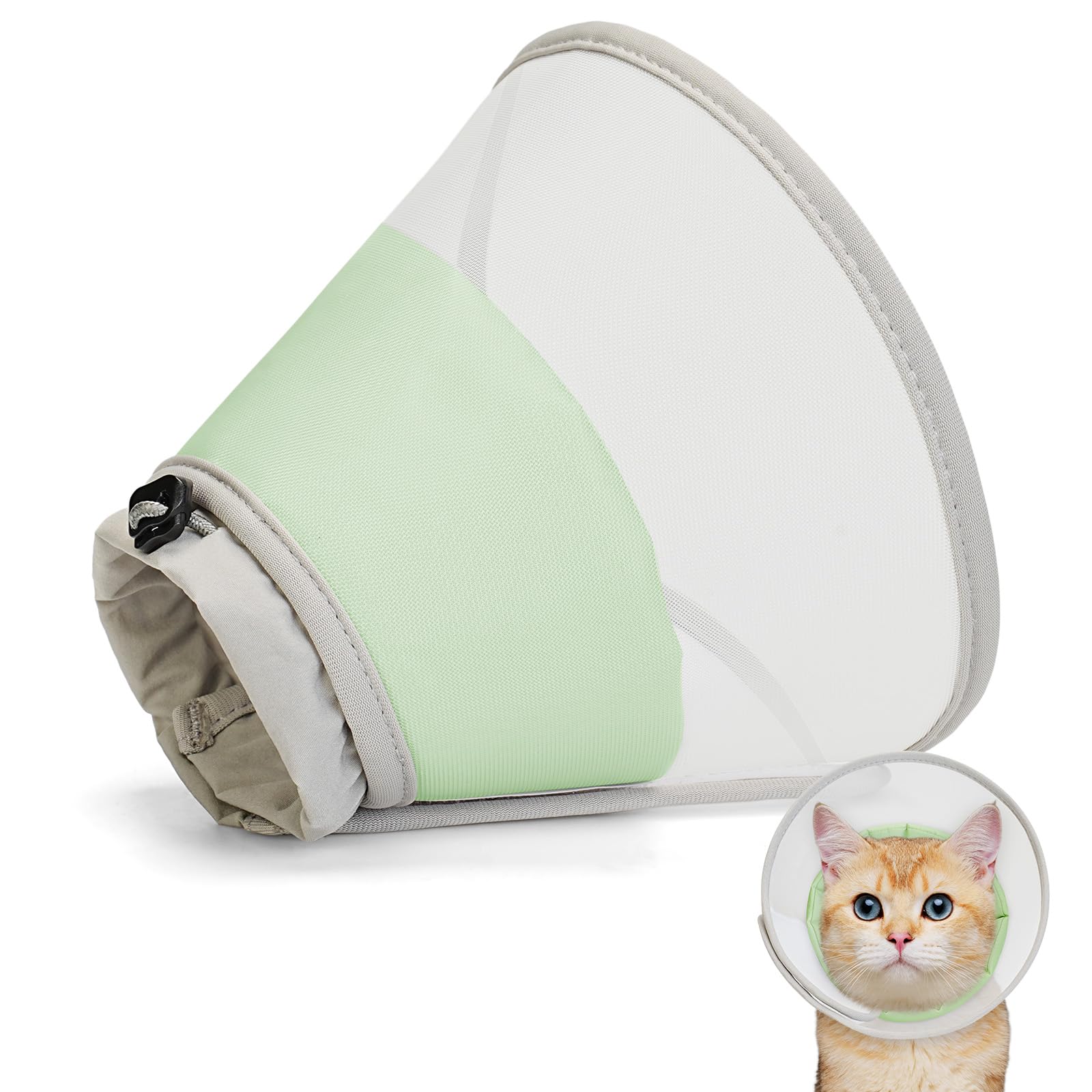 Photo 1 of Supet Soft Cat Cone Collar to Stop Licking, Breathable Mesh Cone with Waterproof Liner Recovery Collar, for Kitten, Comfortable Elizabethan Alternative for Spay Neuter Grooming (M)