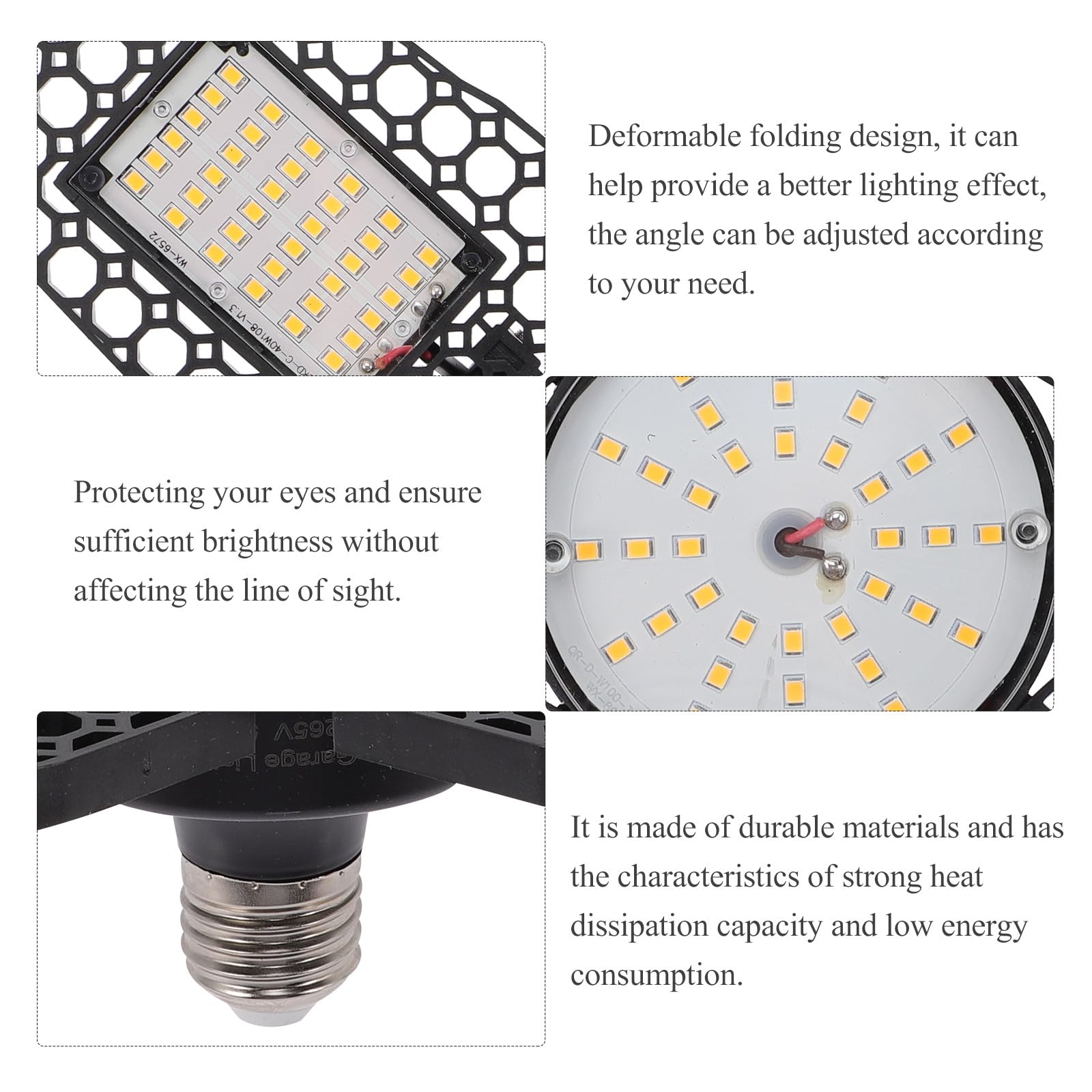 VILLCASE 100w Warm White Folding LED Garage Ceiling Light Deformable Warehouse Bay Light Fixture for Workshop and Industrial — view 5