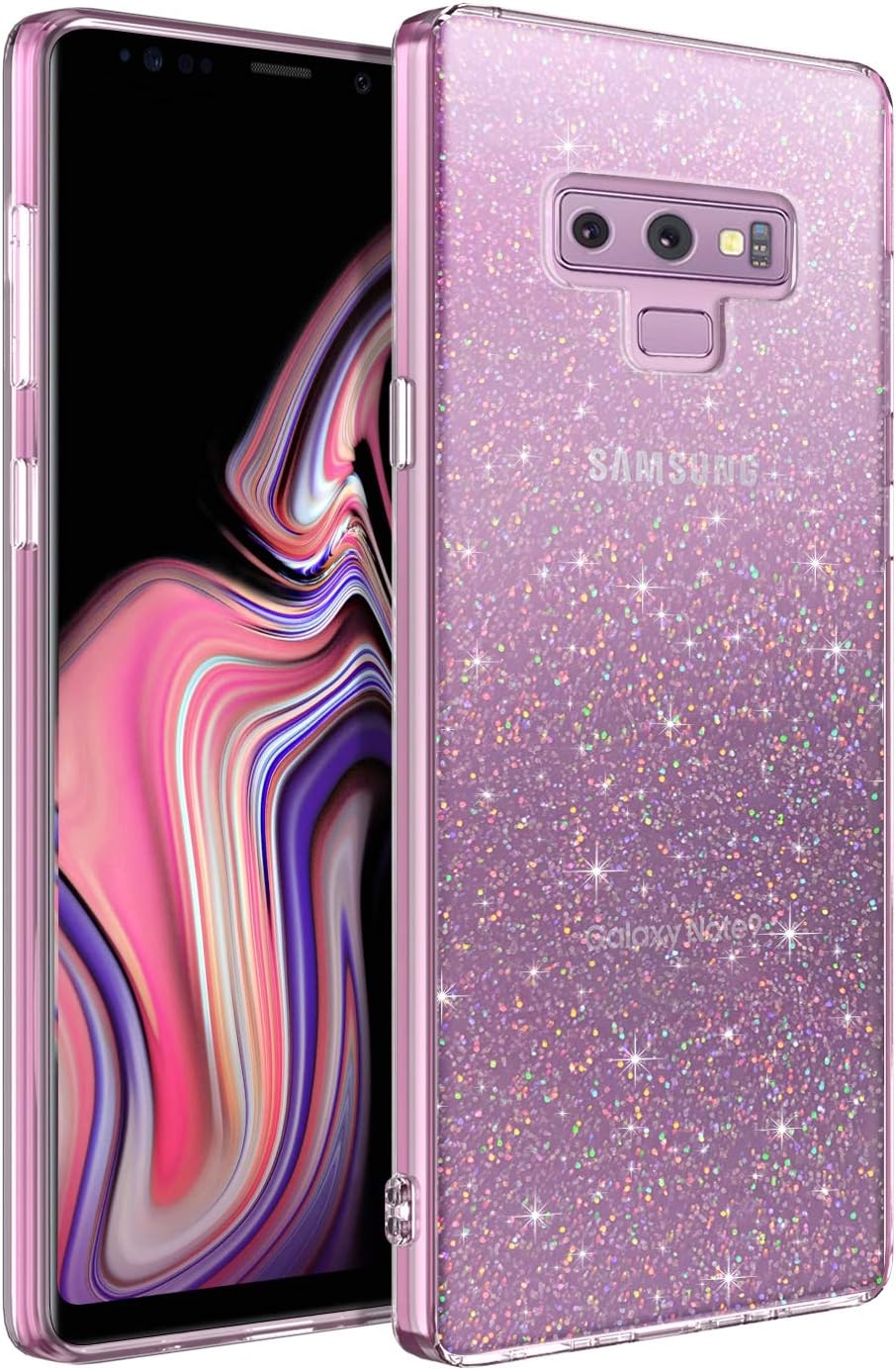 BENTOBEN Galaxy Note 9 Case, Slim Fit Thin Crystal Clear Glitter Soft TPU Bumper Rubber Case for Samsung Galaxy Note 9 - Clear Glitter