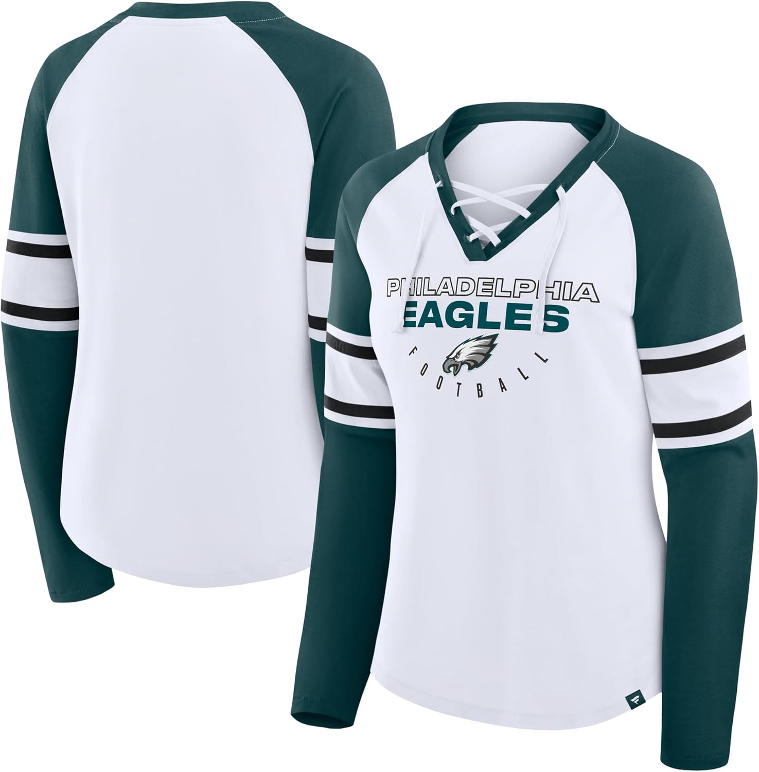 Fanatics Women's NFL Redzone Blitz Package Raglan Lace-Up V-Neck Long Sleeve T-Shirt