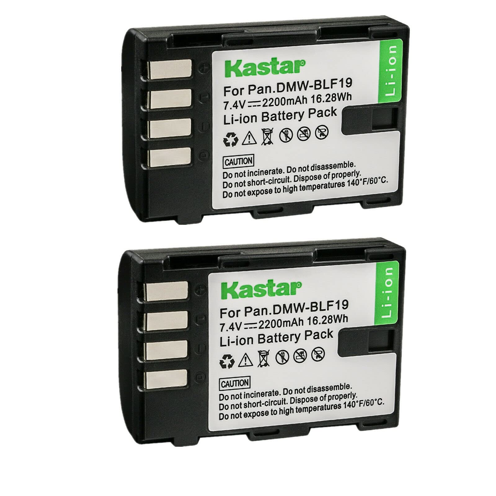 Kastar 2-Pack DMW-BLF19 Battery 7.4V 2200mAh Replacement for Panasonic Lumix DC-GH5, Lumix DC-GH5S, Lumix DC-G9, Lumix DMC-GH3, Lumix DMC-GH3A, Lumix
