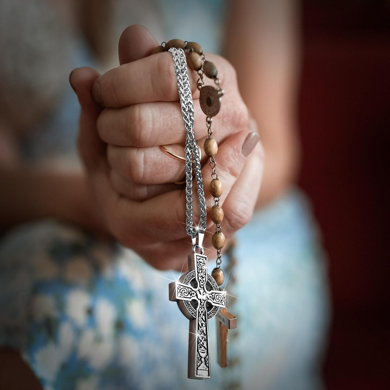 Celtic Cross Necklace ViKing Crucifix Necklace Bless Safety Religious Amulet Pendant Chain Gift for Men, Women, Family, Parent, Friend - Image 6