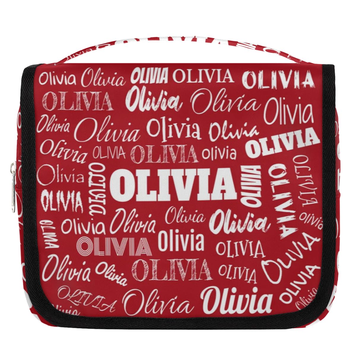 KFNHN Custom Travel Toiletry Bag with Hanging Hook, Spacious Waterproof Toiletry Bag for Women for Travel Accessories, Toiletries Essentials, Red