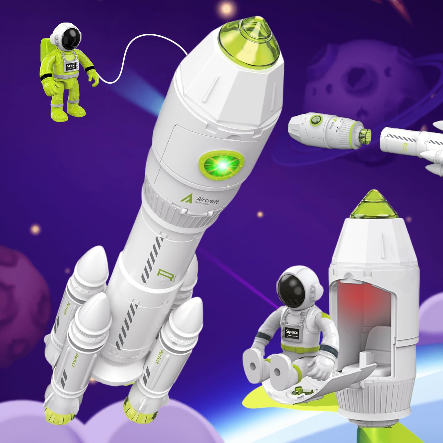 Space Toy Rocket Toys for Kid Space Shuttle with Astronaut Rocket Ship Space Stem Toys for Boy 3 4 5 6 7 8, Spaceship Planet Toy Space Rockets with Space Station Gift for 3+ Years Old