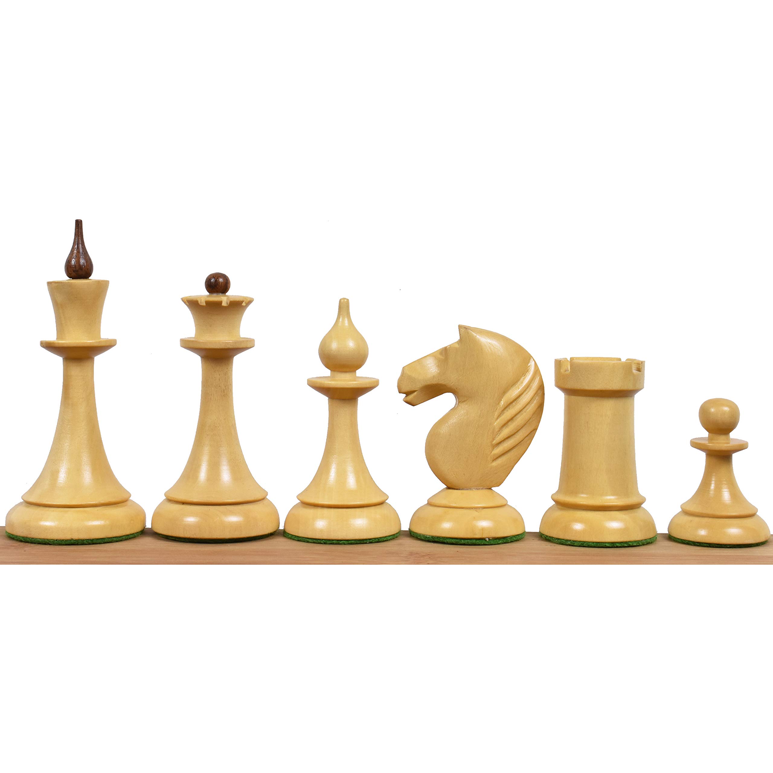 RoyalChessMall zestaw figurek szachowych z lat 50., złote drewno różane, 10 cm
