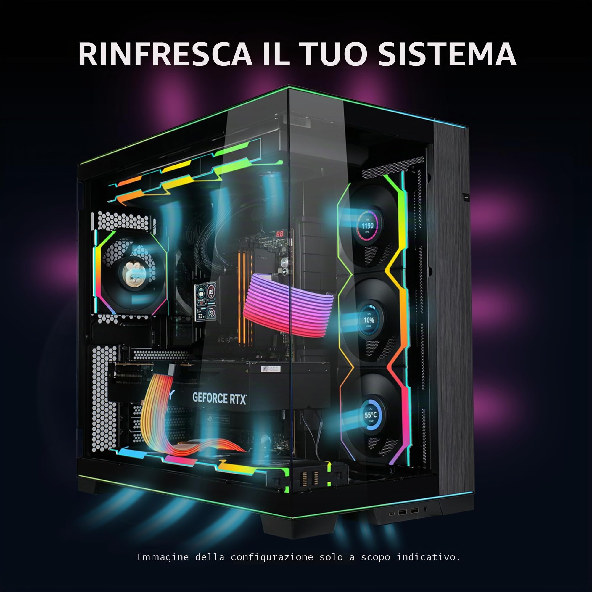 Lian Li UNI Fan SL - LCD Wireless 120 - Confezione tripla - Ventola ARGB PC Case - Display LCD da 1,6 pollici - Segnale wireless 2,4 GHz per RGB e controllo ventole - Controller incluso e richiesto