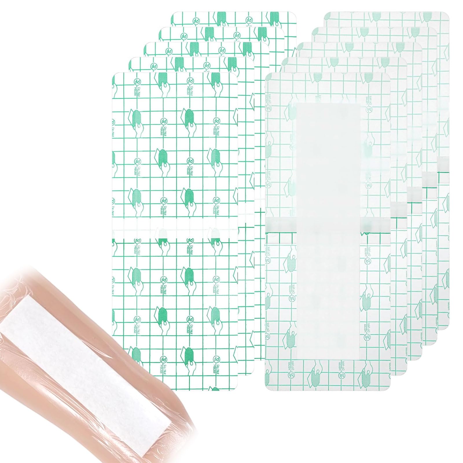 10PCS Waterproof Dressings for Wounds, 10X25CM Adhesive Dressing for Wounds, Large Waterproof Dressings with Cotton Absorbent Pad for Tattoo Aftercare Skin Protection Shower Swimming Wound Dressing