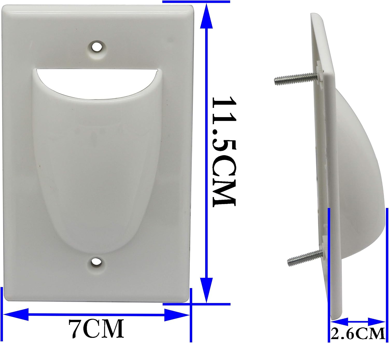 zdyCGTime Bulk Nose Faceplate Wall Plate for Cabling 1 Gang Cable Plate Internal Management Convex Audio Video Cable Pass Through Nose Plate White (2 Pack)