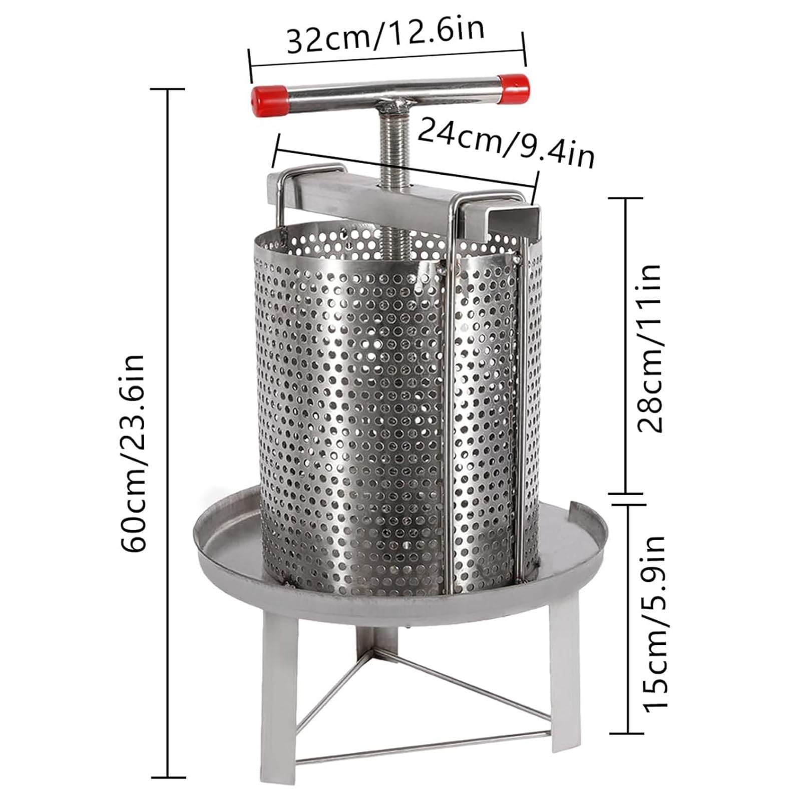 Estrattore di Miele Manuale, Pressa per Miele in Acciaio Inox, Pressa per Frutta e Vino, per Miele, Succo di Vino, Verdure, Produzione di Olio D'oliva