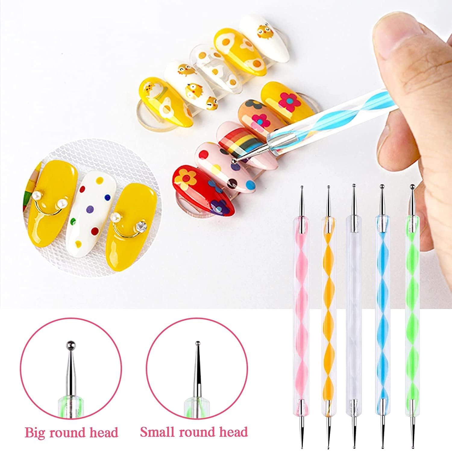 Mandala Dotting Tools 5PCS | DIY Rock Painting, Nail Art, Polymer Clay, Acrylic & Lippan Ball Stylus Tools | Multicolor for Painting, Sculpting, Pottery & Craft 3