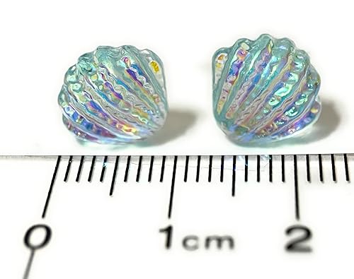 Miniatura 2 de Hypoallergenic Holographic Sea Shell Stud Earrings on Plastic Posts (Purple)