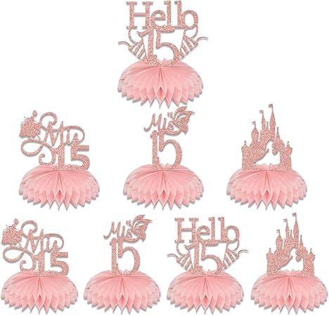 Amazon.com: Double-sided Mis 15 Honeycomb Centerpieces, Princess 15th ...