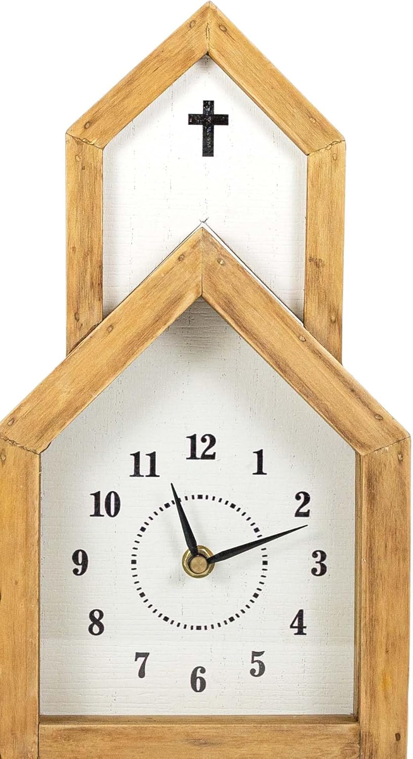 Foreside Home and Garden Church Tabletop Clock Wood MDF & Glass by Foreside Home & Garden