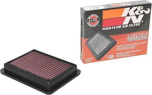 K&N Filtro de aire del motor reutilizable, limpia cada 75,000 millas, lavable, premium, filtro de aire de repuesto para automóvil compatible con