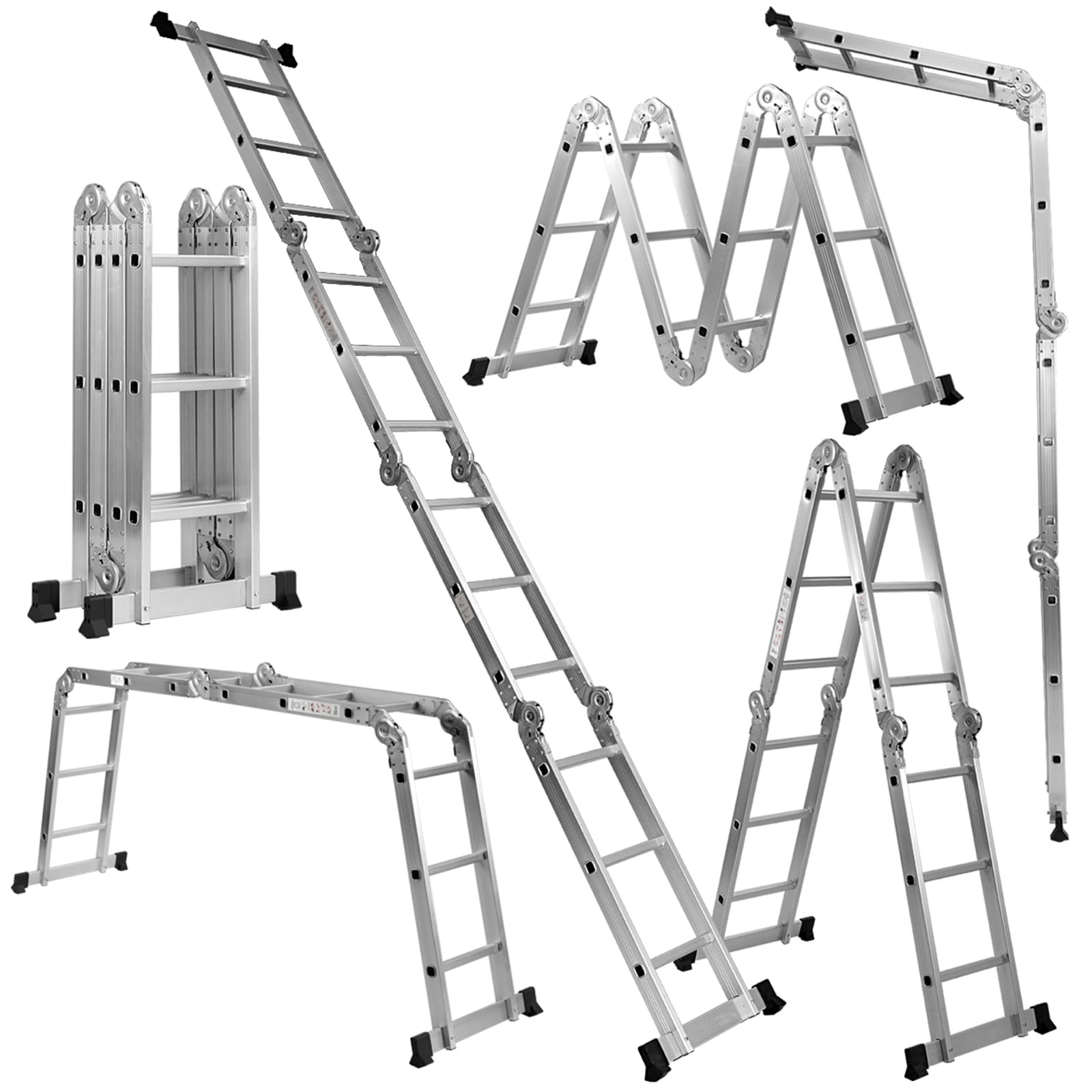 COSTWAY Scala Pieghevole Multiuso, Scala Estensibile con Struttura in Alluminio, Facile da Conservare, Piccola Scala per Uso Interno ed Esterno