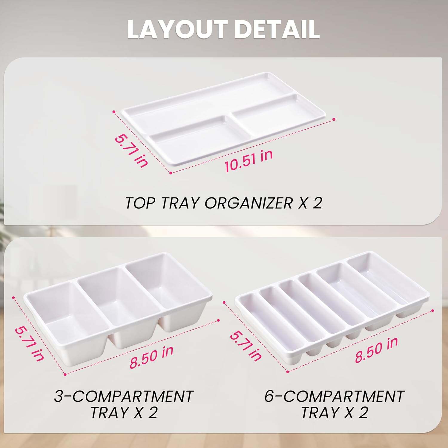 6 PCS Tool Box Organizer Tray for Kobalt 2-Drawer Mini Tool Box with Black Ball Bearing Slide, ABS Plastic Drawer Insert for Tool Box, Toolbox Organization Accessory (Box NOT Included)