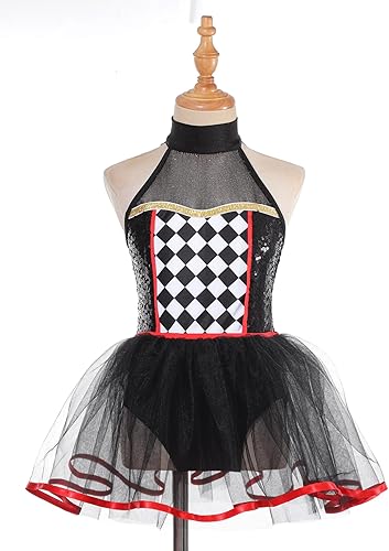 Miniatura 2 de JEATHA Disfraz de payaso de circo de Halloween para niñas y niños, vestido de patinaje artístico, leotardos de baile, trajes de ballet