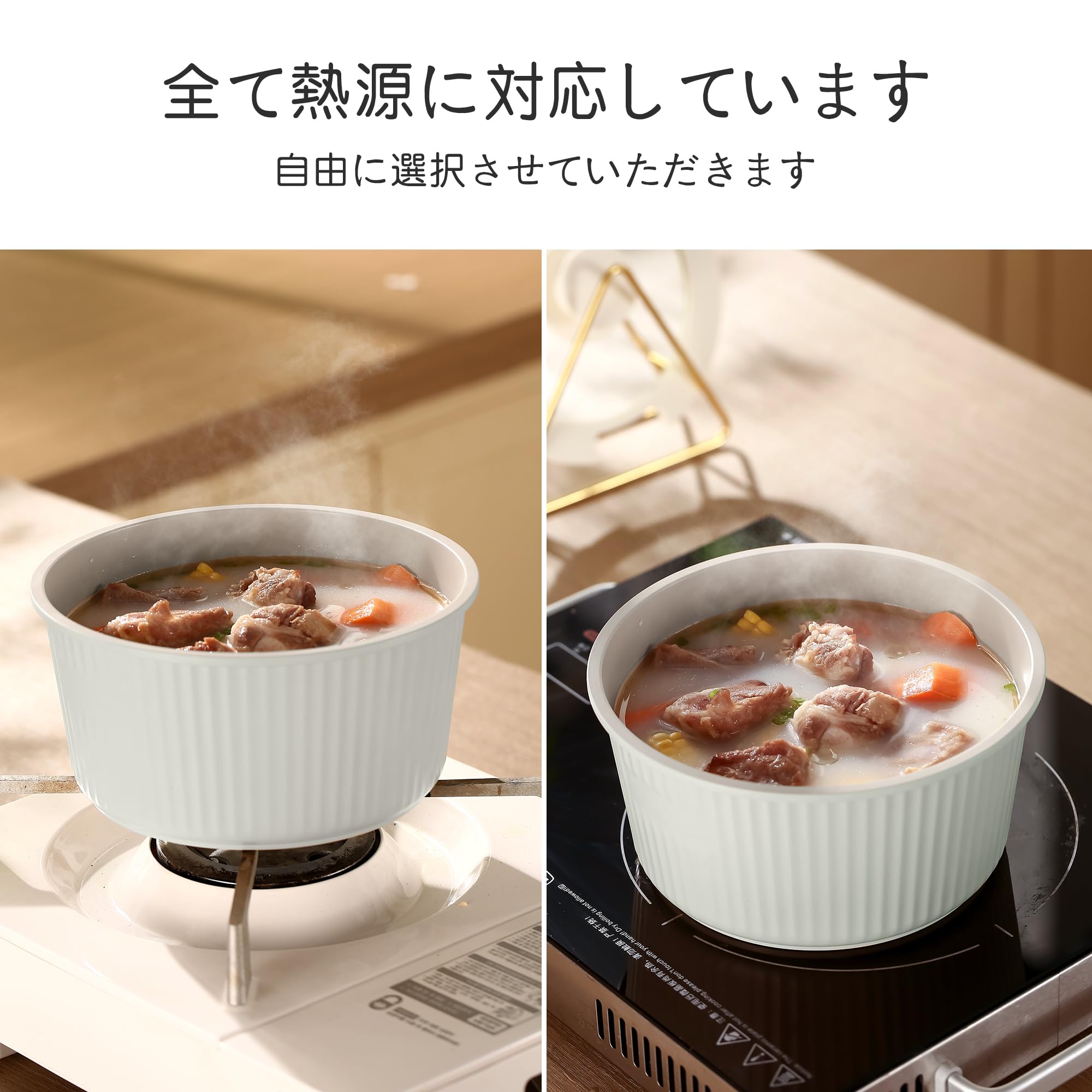Amazon.co.jp: AMPWEEL フライパン セット 6点 鍋 IH対応 ガス火対応