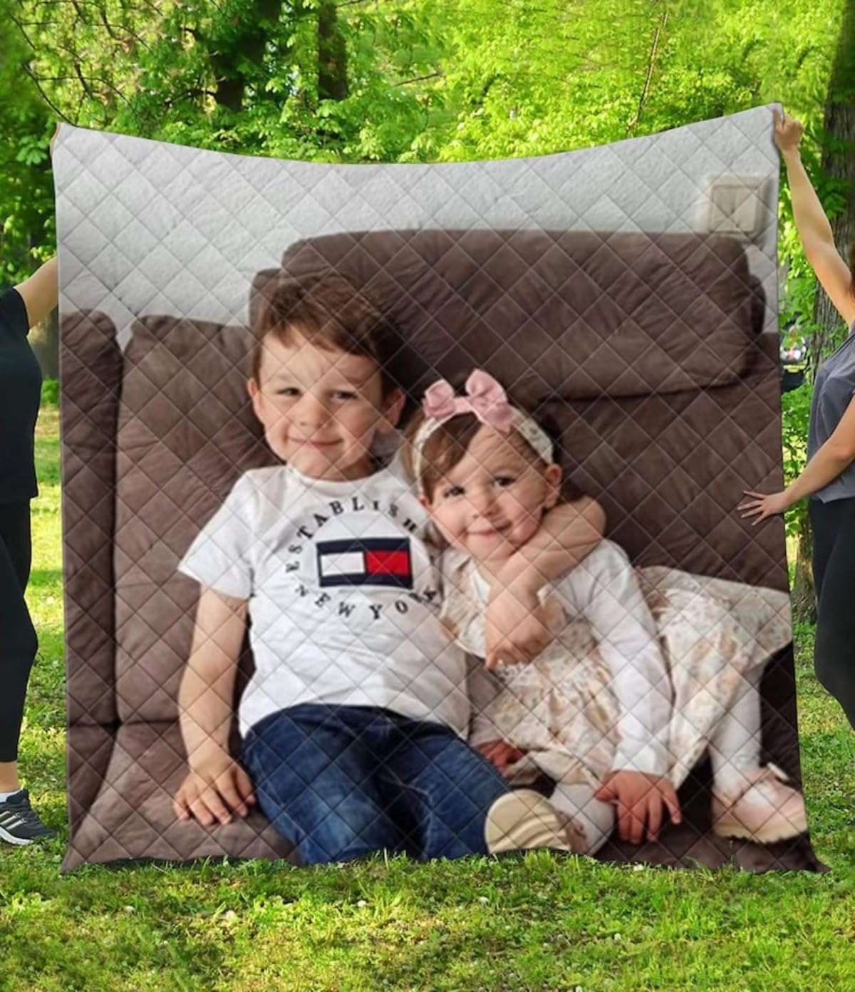 Custom Quilt Blanket for Bed, Personalized Quilt Blanket with Picture for Kids Adults,Mom Father Family Souvenir (150x200cm/59.1x78.7'')