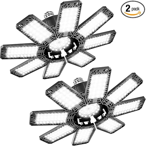 Garage Light 2 Pack 240W 24000LM 6500K Garage Lights Ceiling LED with 8+1.