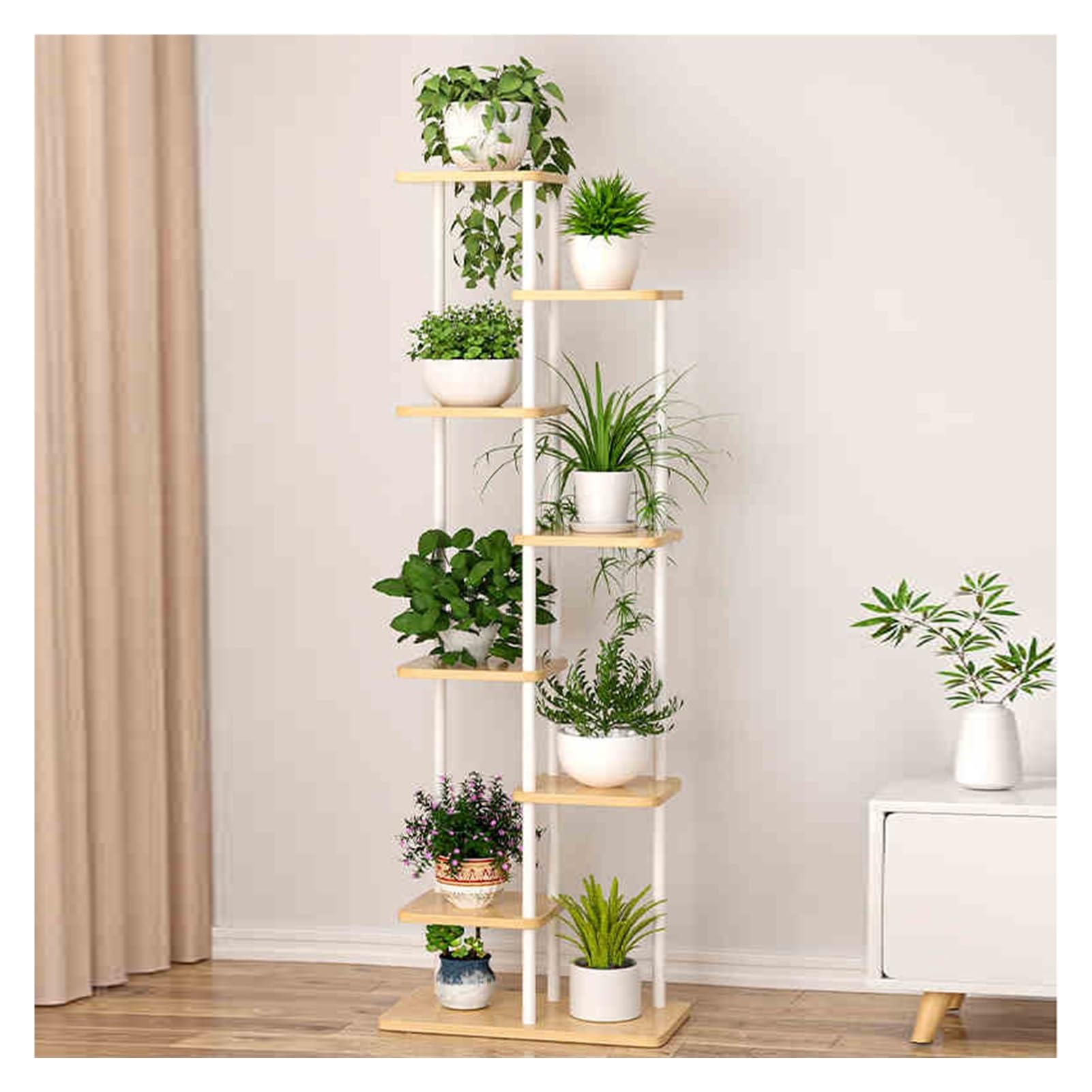 Étagère à plantes en métal pour un coin de balcon fleuri et design 3D moderne