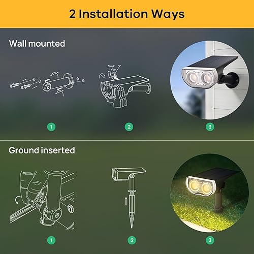 Miniatura 6 de Linkind StarRayS - Focos solares de paisaje con 12 ledes, energía solar, luces de jardín al aire libre, 350 lm, 3000 K, blanco cálido, IP67