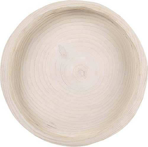 Miniatura 4 de Creative Co-Op Bandeja redonda de madera de Paulownia tallada a mano, decoración de acento con acabado blanqueado