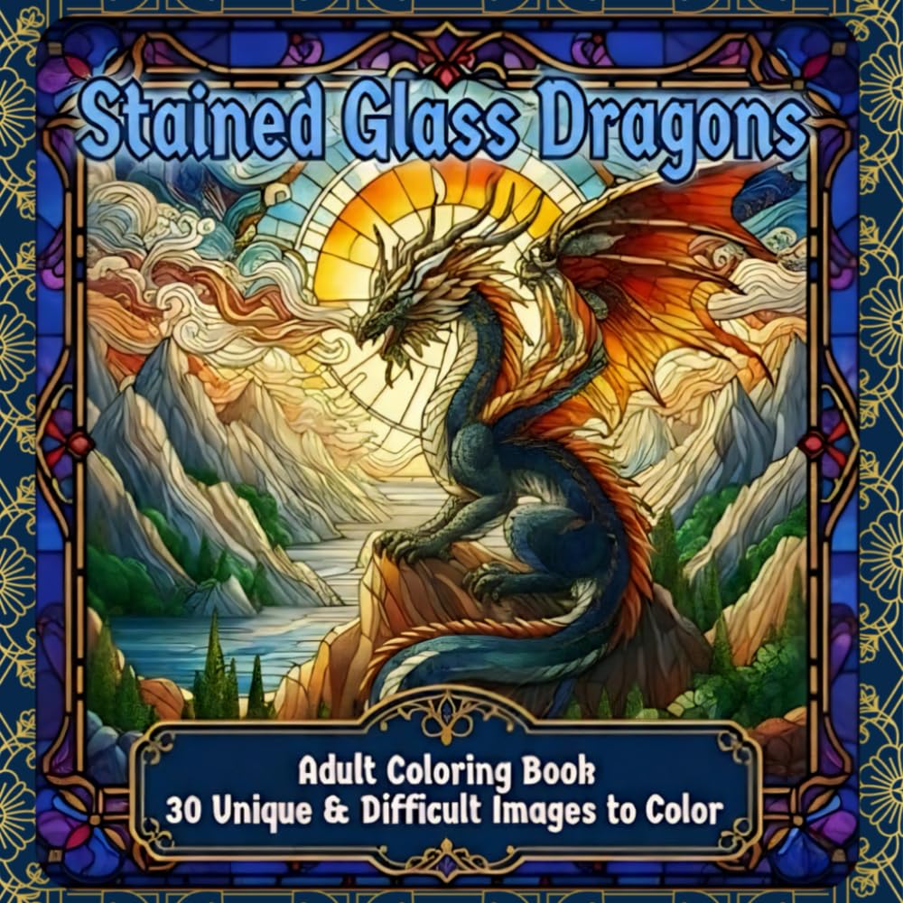 Stained Glass Dragons: Adult Coloring Book