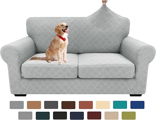 Miniatura 61 de YEMYHOM Últimas Fundas de Sofá a Cuadros de 4 Piezas para Sofá de 3 Cojines Extra Grande de Alta Elasticidad Engrosada Funda de Sofá para Perros
