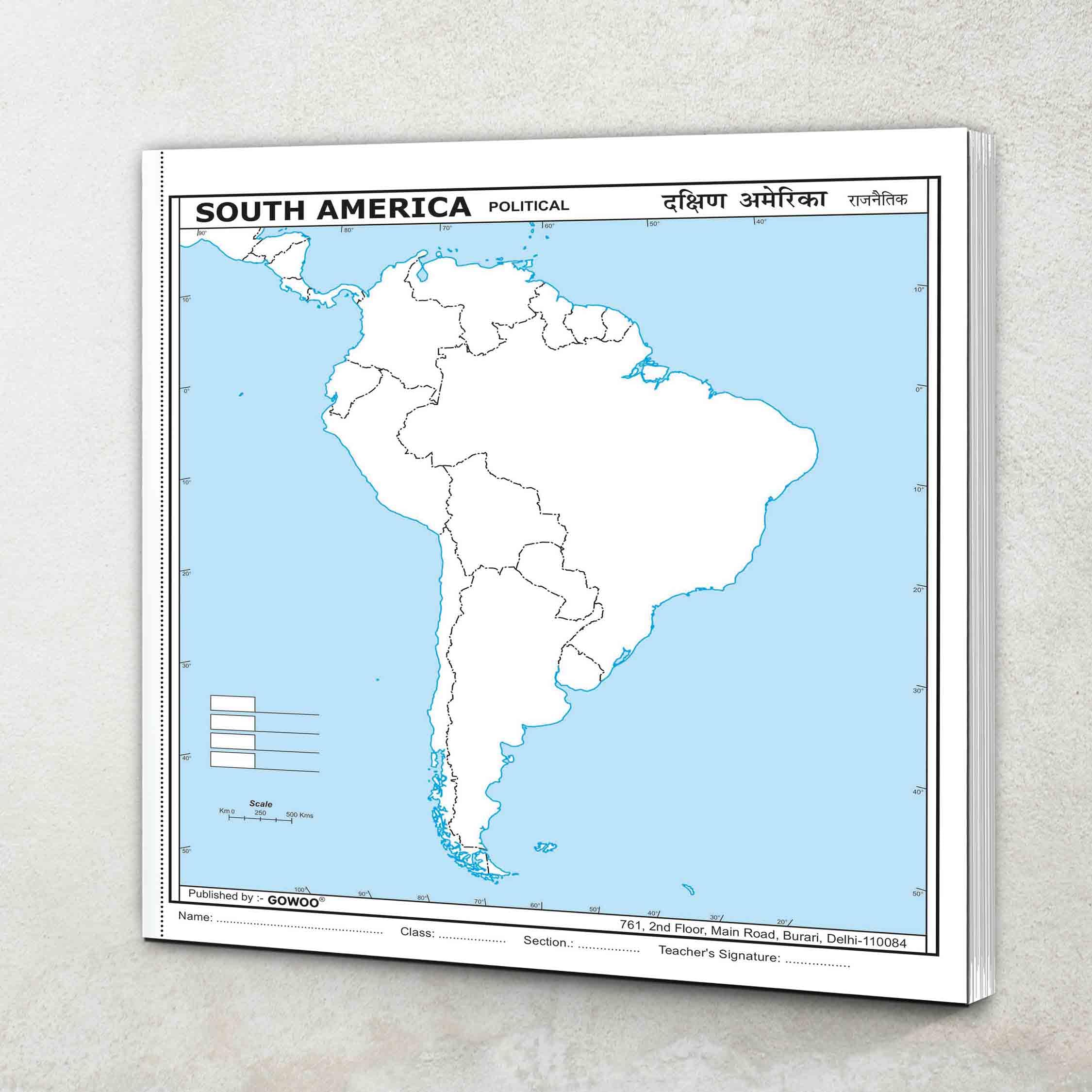 SMALL - 100 SOUTH AMERICA POLITICAL OUTLINE MAP FOR SCHOOL|South America political map for school Paperback – 18 June 2024