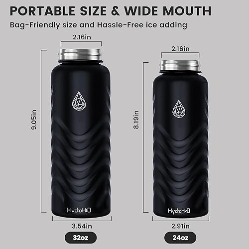 Miniatura 2 de Botella de agua aislada de acero inoxidable de 24 onzas, 48 horas fría y caliente 24 horas, tapa de boca ancha a prueba de fugas (popote y