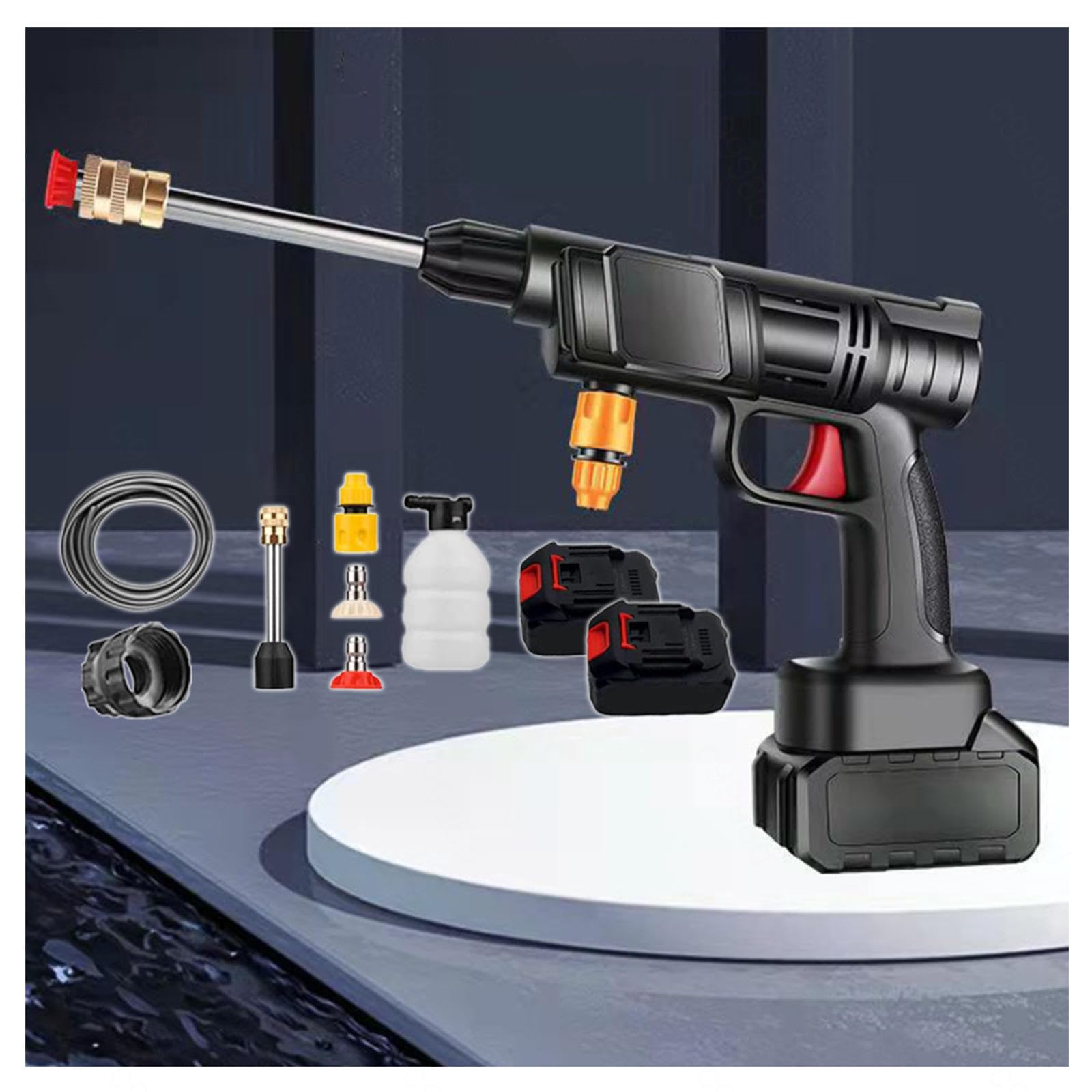Pistola De Alta PresióN PortáTil BateríA, Potencia 600w, Dos BateríAs 24v1500mah Pistola Presion Agua, PequeñO Y Ligero Lanza Hidrolimpiadora, para Regar Flores, IrrigacióN
