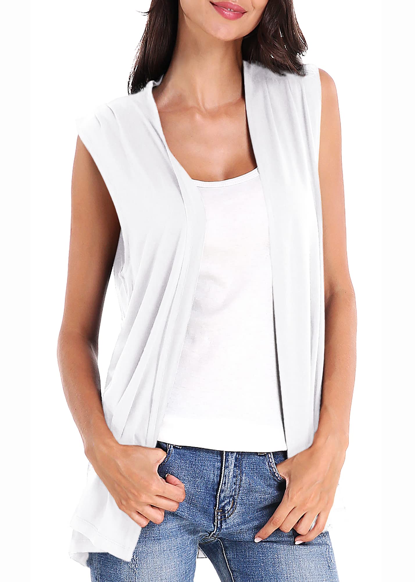 Urban CoCo Women's Sleeveless Cardigan Open Front Vest Lightweight Cool Coat