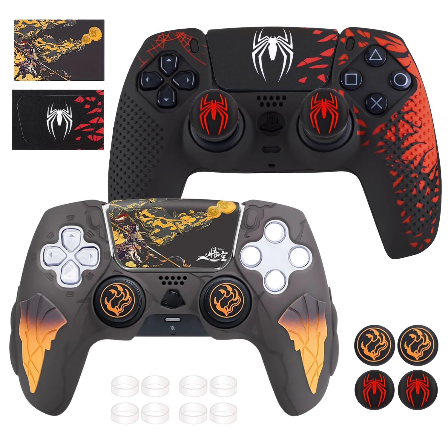 DEADSKULL Spidy Edition Silicone Controller Sleeve Combo (Red & White + Yellow & Black), Anti-Slip Protective Cover Skin Compatible with PS5 Controller, Wireless Controller-image-36