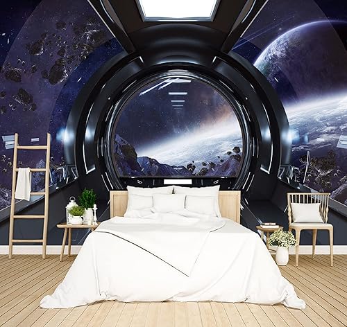 Miniatura 1 de BZHXBZ - Papel tapiz espacial 3D de nave espacial para dormitorio, tecnología de nave espacial, cápsula espacial, murales de oficina, sala de estar,