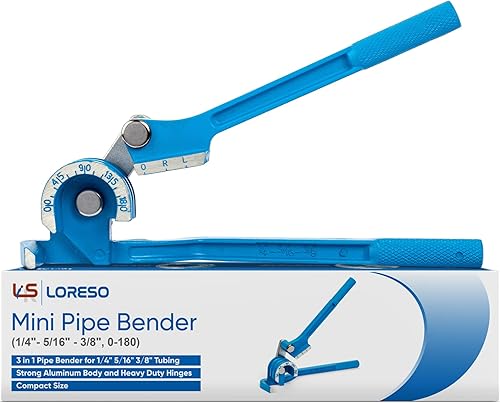 Miniatura 2 de LORESO Dobladora de tubos, dobladora de tubos de 0-180 grados, dobladora de cobre 3 en 1 para herramientas de doblado de tubos de 1/4 pulgadas, 5/16