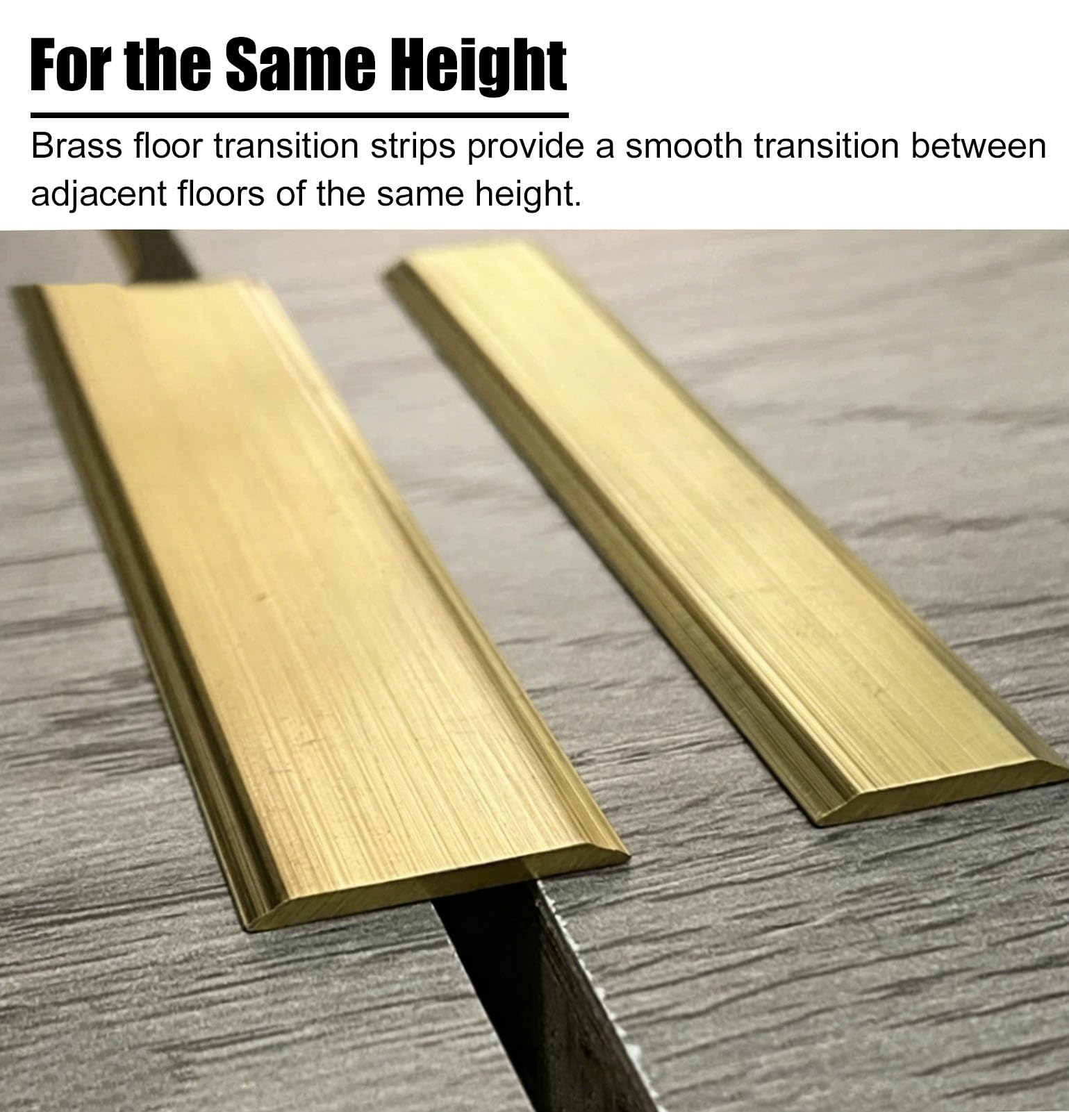 Soglia di Dislivello Pavimento Profilo di Transizione Piatto in Ottone per Giunti, Soglia Sottoporta Spessa 1,5 mm a Superficie Liscia, Profilo di Finitura per Pavimenti(Natural Brass,W 15mm(5/8in))