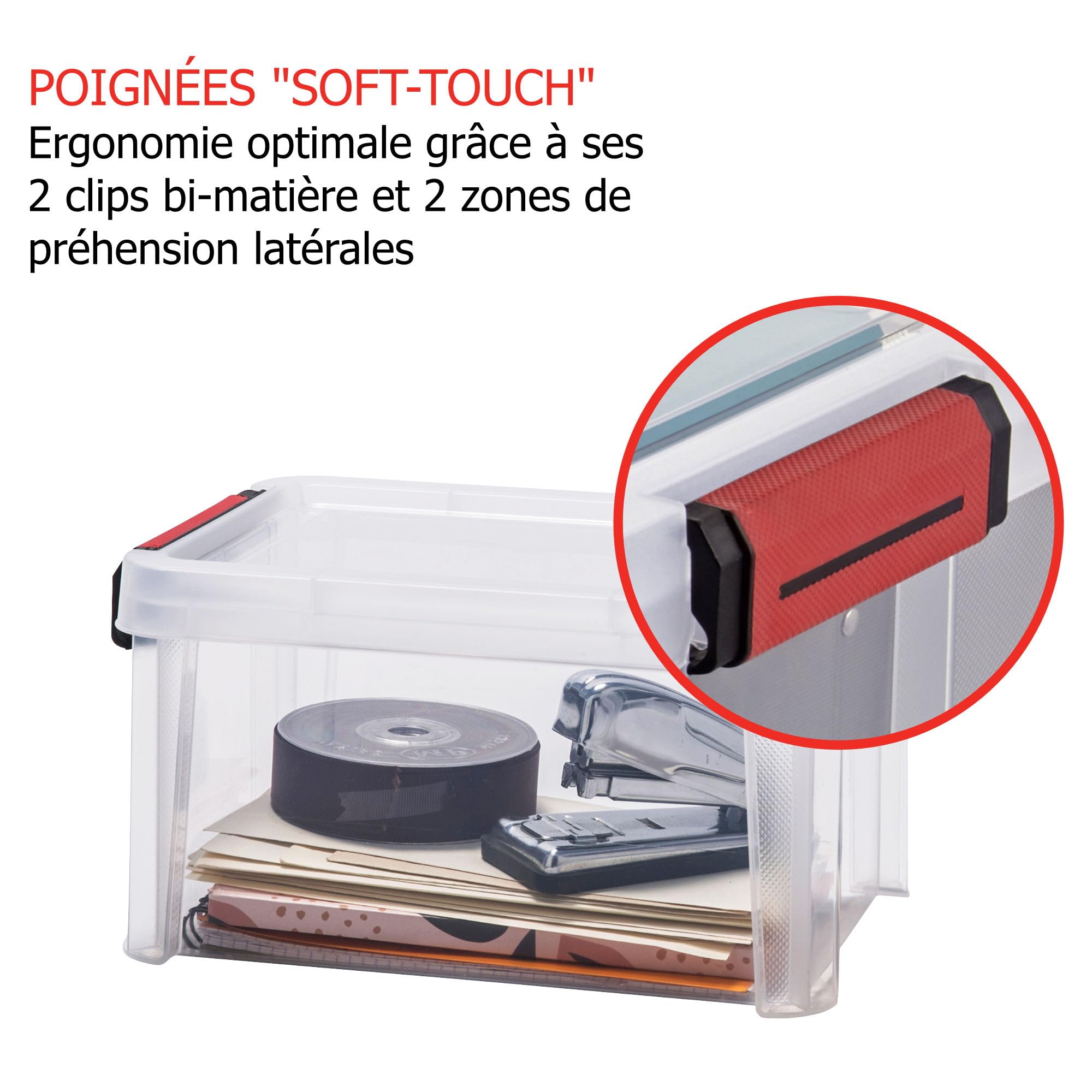 SUNDIS Clip'N Store, 6er-set Aufbewahrungsboxen 5l mit Schnappdeckel, transparentem Kunststoff, verstärkt, stapelbar, für Lebensmittelkontakt geeignet | Mit clips, verstärkt, transparentem Kunststoff, stapelbar, für Lebensmittelkontakt geeignet