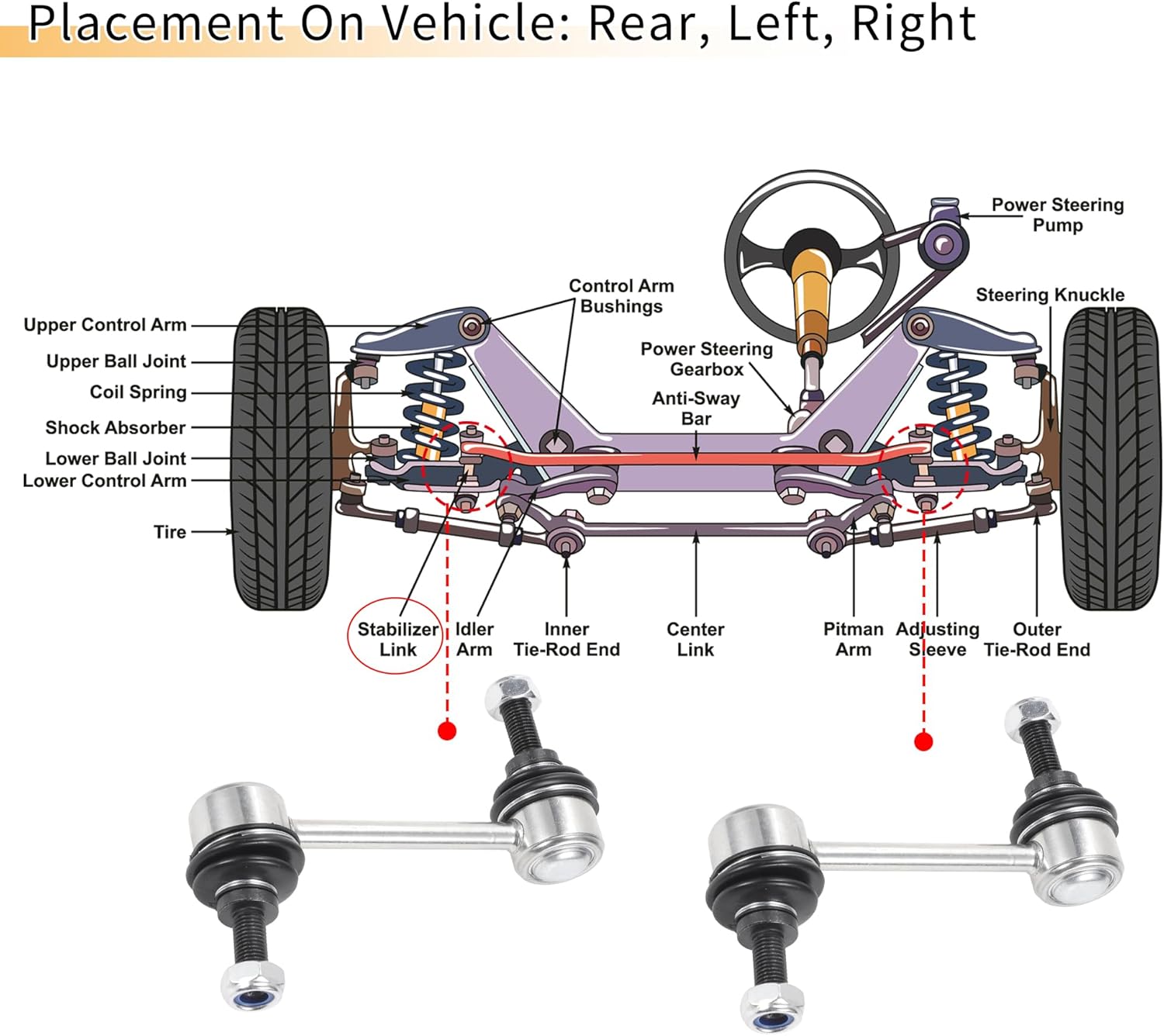 X AUTOHAUX 2pcs Rear Sway Bar Links Stabilizer Link Kit for Toyota Corolla 1988-2002 Suspension Kit No.K9545