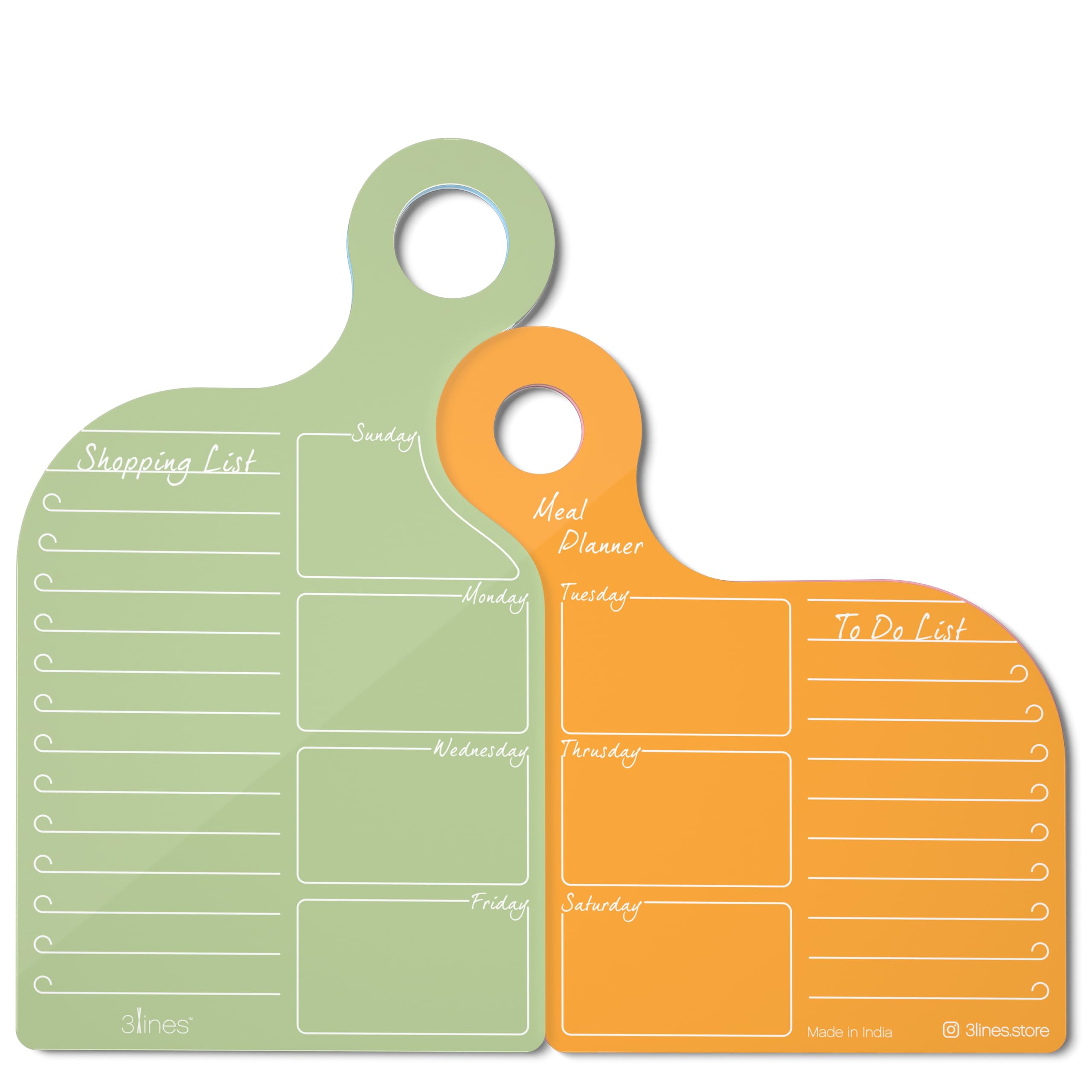 TWOgether All in One Acrylic Board Planner Fridge Magnet | Organizer, Daily Planner For Couples | To-Do List, Meal Planning, Shopping List| Unique gift| Total Size 27*24cms| Green Yellow Color